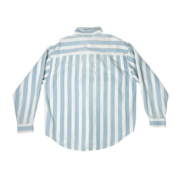 Justin Allen Chemise Striped Button Down Womens Shirt Large Boxy 90s Cotton - Picture 2 of 4